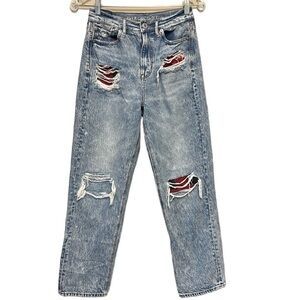 American Eagle Highest Rise Ripped 90S Boyfriend Acid Wash Jeans size 4